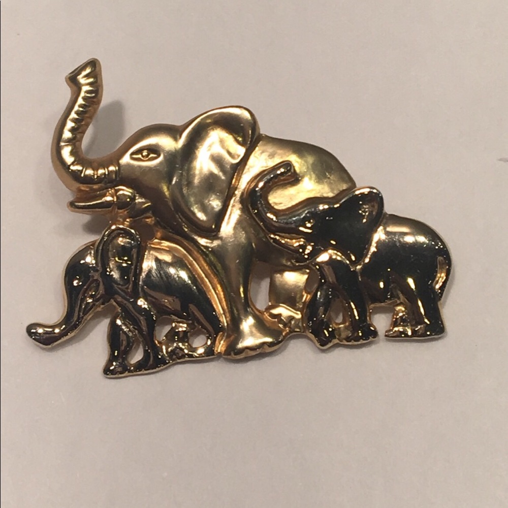 African Gold Elephants Brooch!